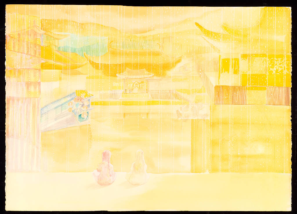 Scenery behind the curtain of water