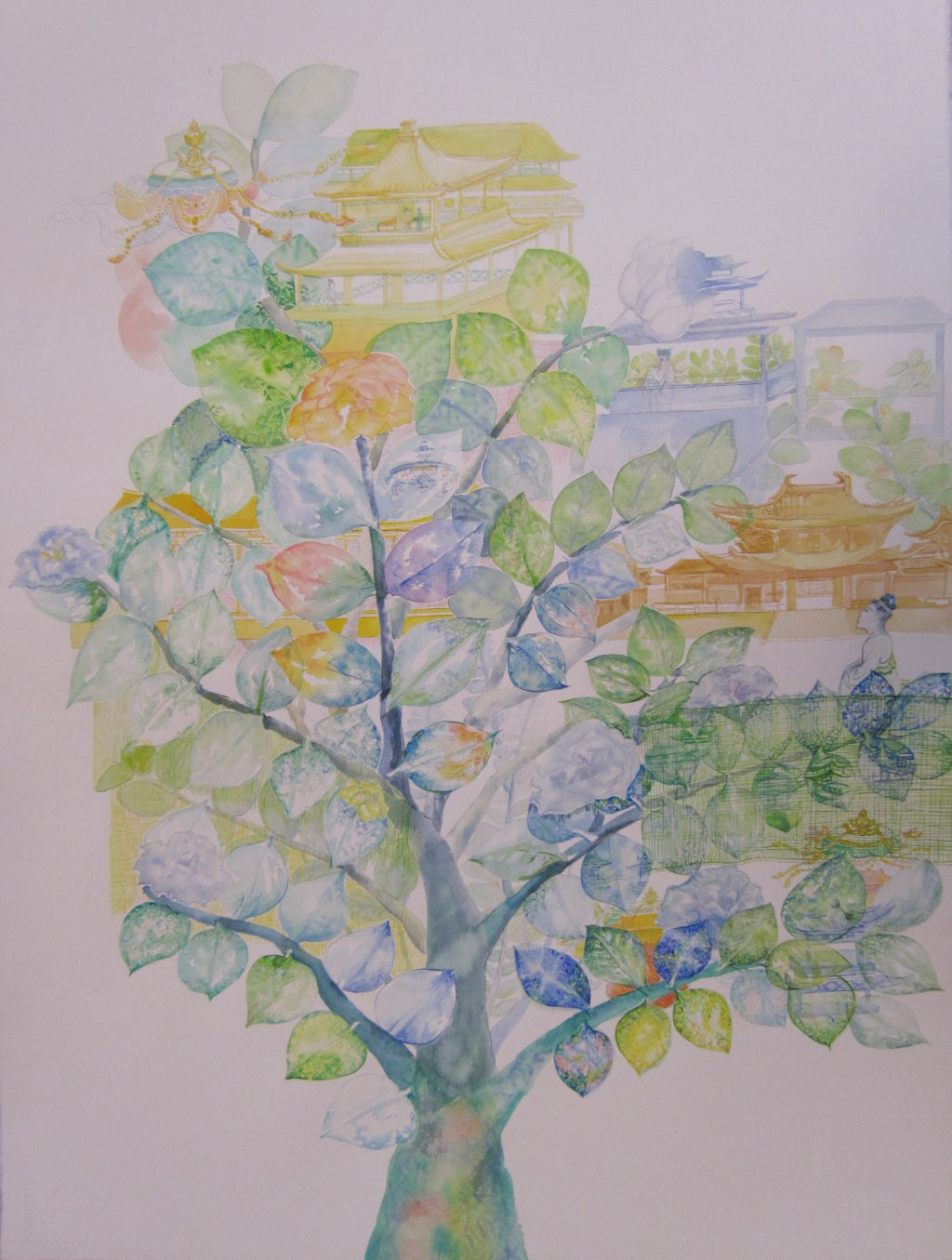 Contemplation of the Jewelled Trees<br/>Water Colour on Paper